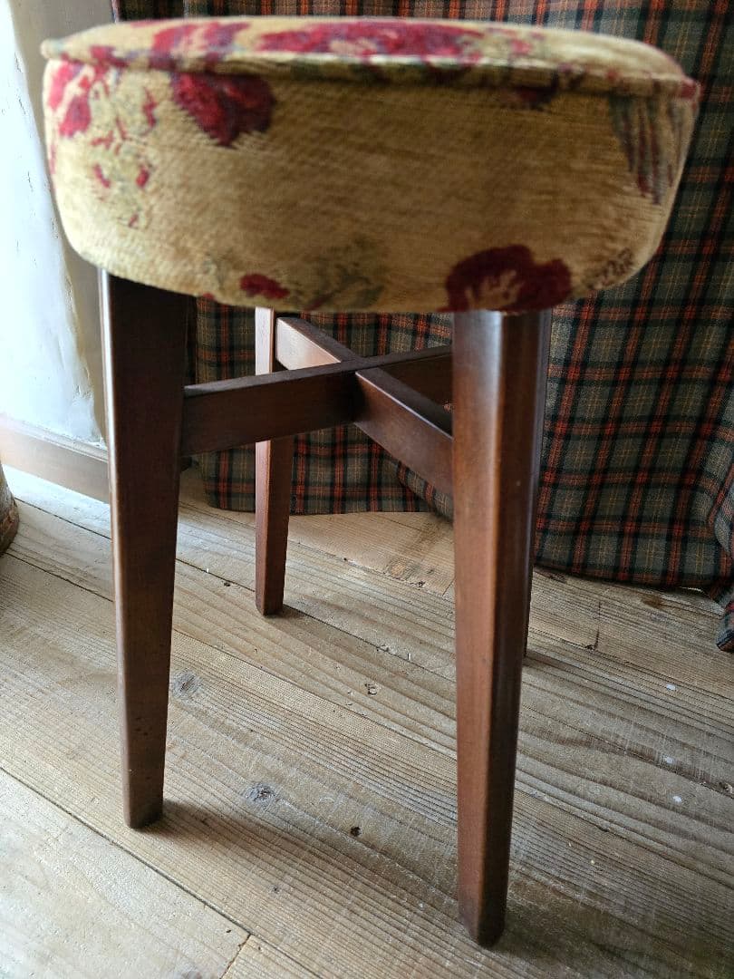 土日値下げ　アンティーク　スツール　ファブリック