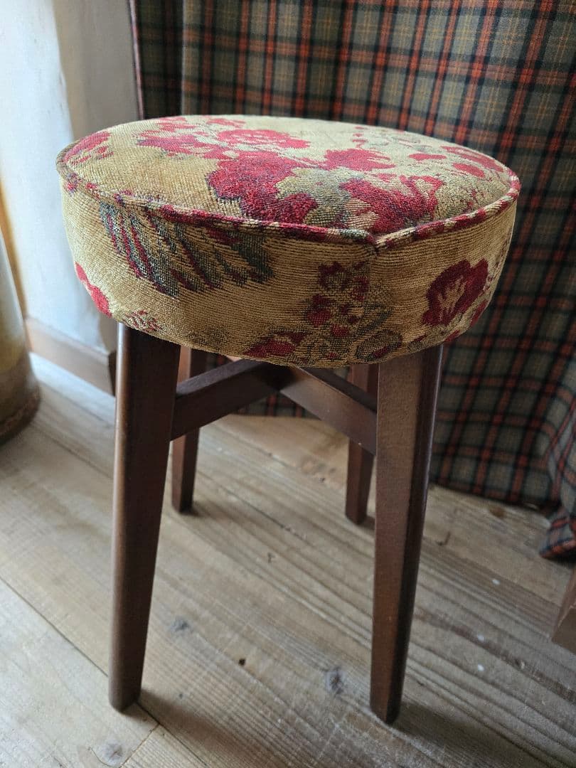 土日値下げ　アンティーク　スツール　ファブリック