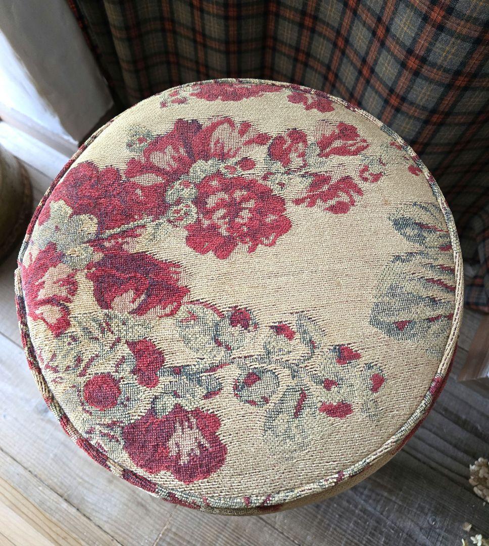 土日値下げ　アンティーク　スツール　ファブリック