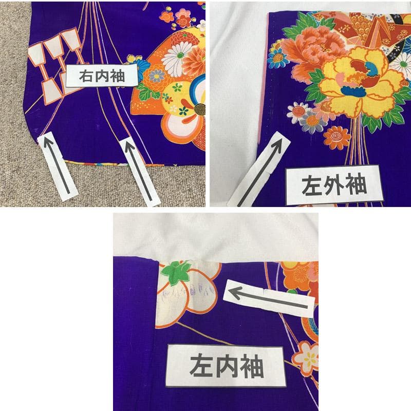 510ag10■七五三 七歳 女児 セミアンティーク着物&丸帯&長襦袢■状態良好