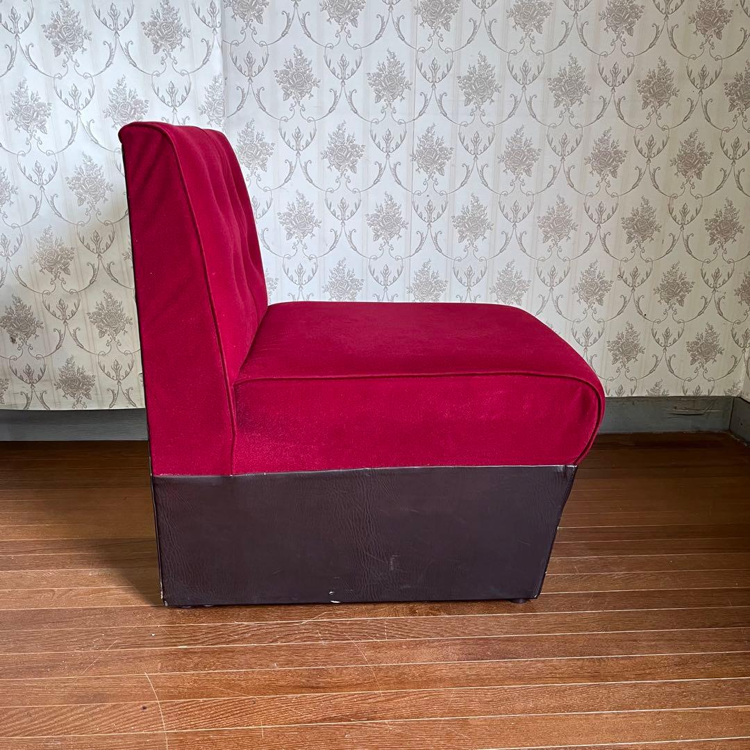 【アンティーク】① 昭和レトロ 1人掛けソファー ワインレッド スナック 喫茶店