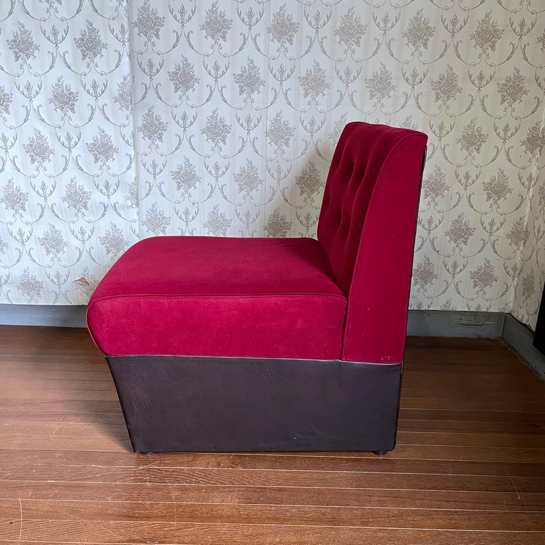 【アンティーク】① 昭和レトロ 1人掛けソファー ワインレッド スナック 喫茶店