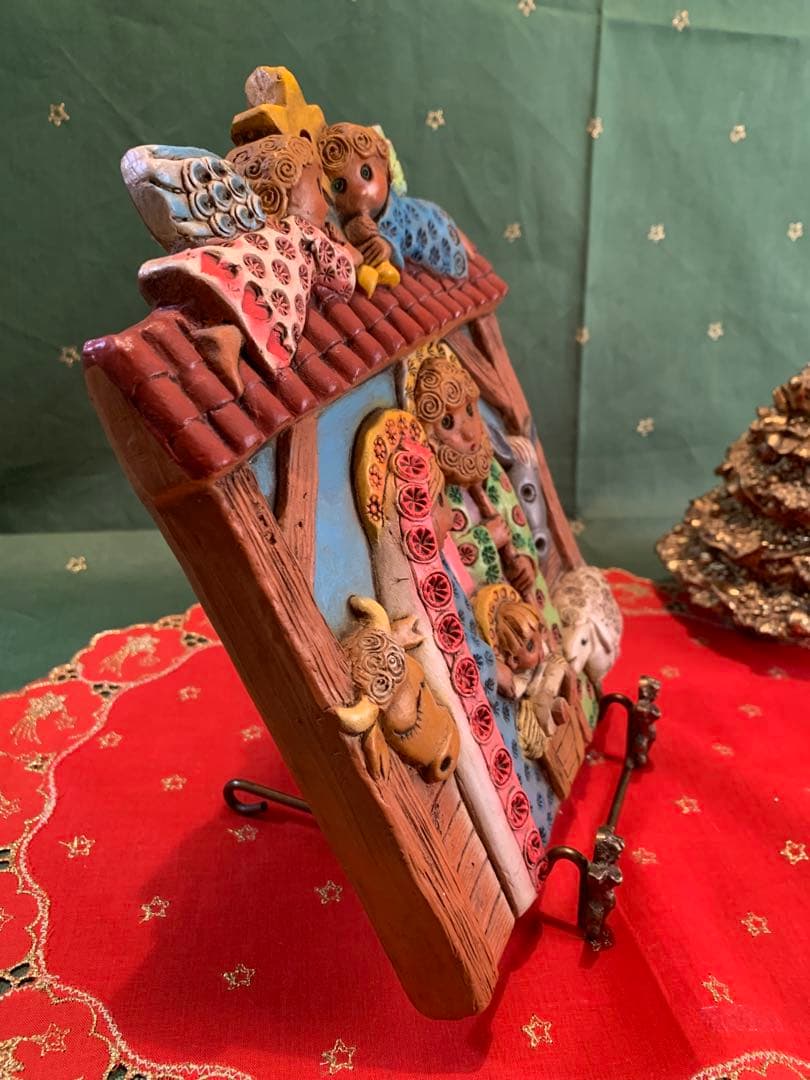 スペイン製　セビリア　ビンテージのヘススの可愛い聖家族の陶板！シスターが作られた