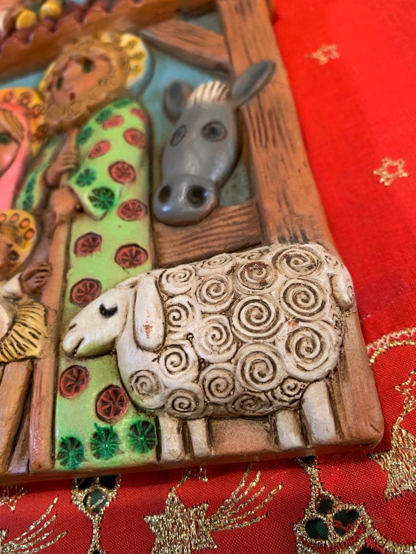 スペイン製　セビリア　ビンテージのヘススの可愛い聖家族の陶板！シスターが作られた