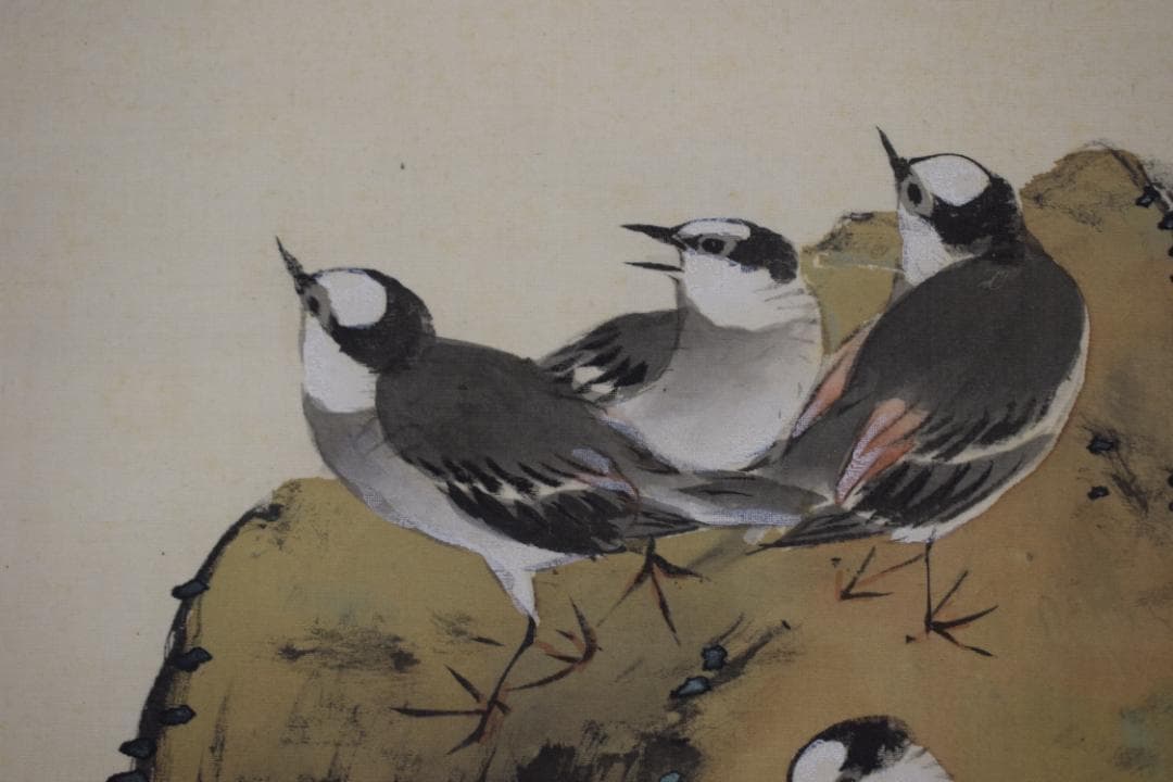 琴仙/月下千鳥図/群鳥図/掛軸☆宝船☆Z-383