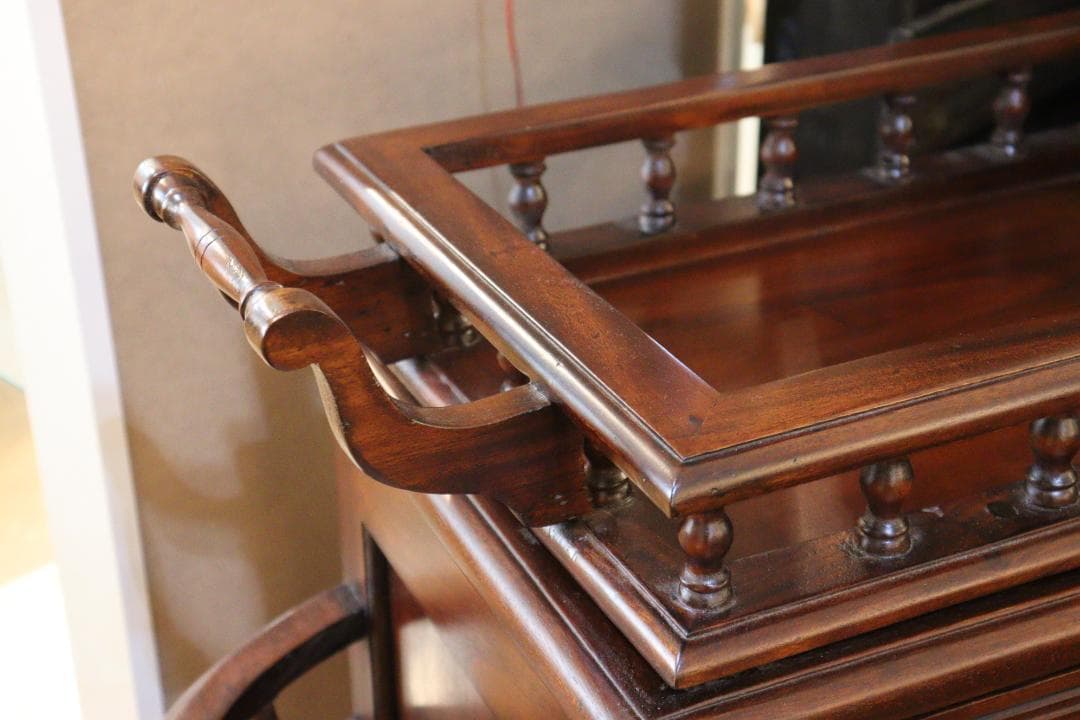 トレイ付きキャビネット マホガニー ローキャビネット 木製 ヴィンテージ