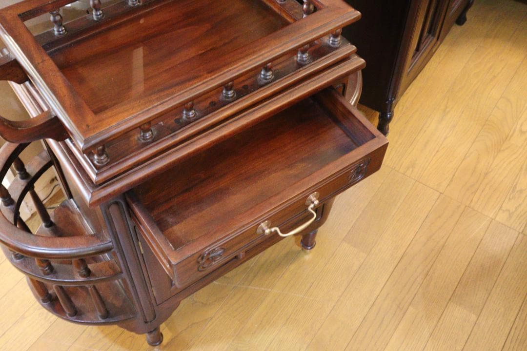 トレイ付きキャビネット マホガニー ローキャビネット 木製 ヴィンテージ