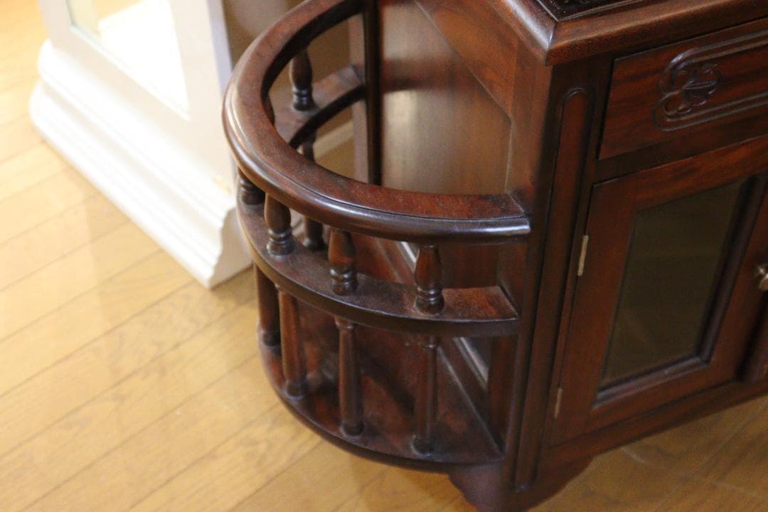 トレイ付きキャビネット マホガニー ローキャビネット 木製 ヴィンテージ