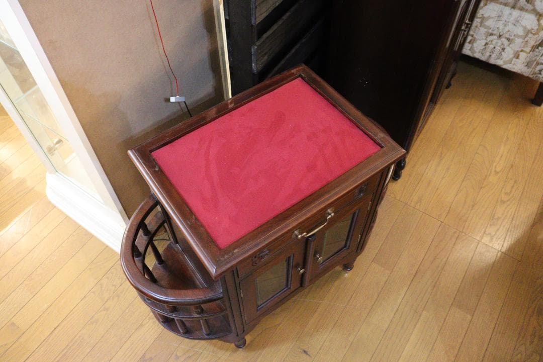 トレイ付きキャビネット マホガニー ローキャビネット 木製 ヴィンテージ