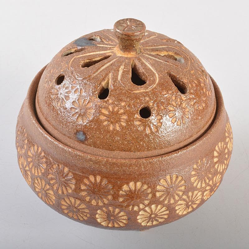 肥前 くろかみ窯 小野竹春作 花文 香炉 共箱 C R7327 - メルカリ