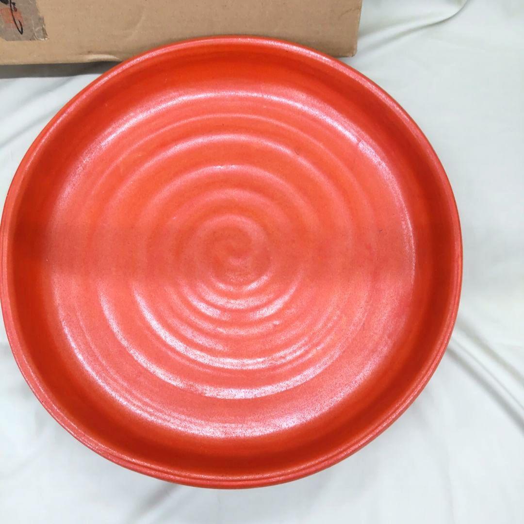 花堂作☆朱水盤 清水焼 花器 陶器 生け花 40cm