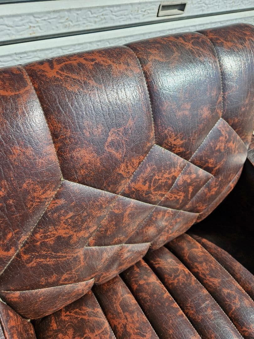 美品☆オールドカリモク 1人掛け ソファ 1Pソファー マーブル柄 PVC