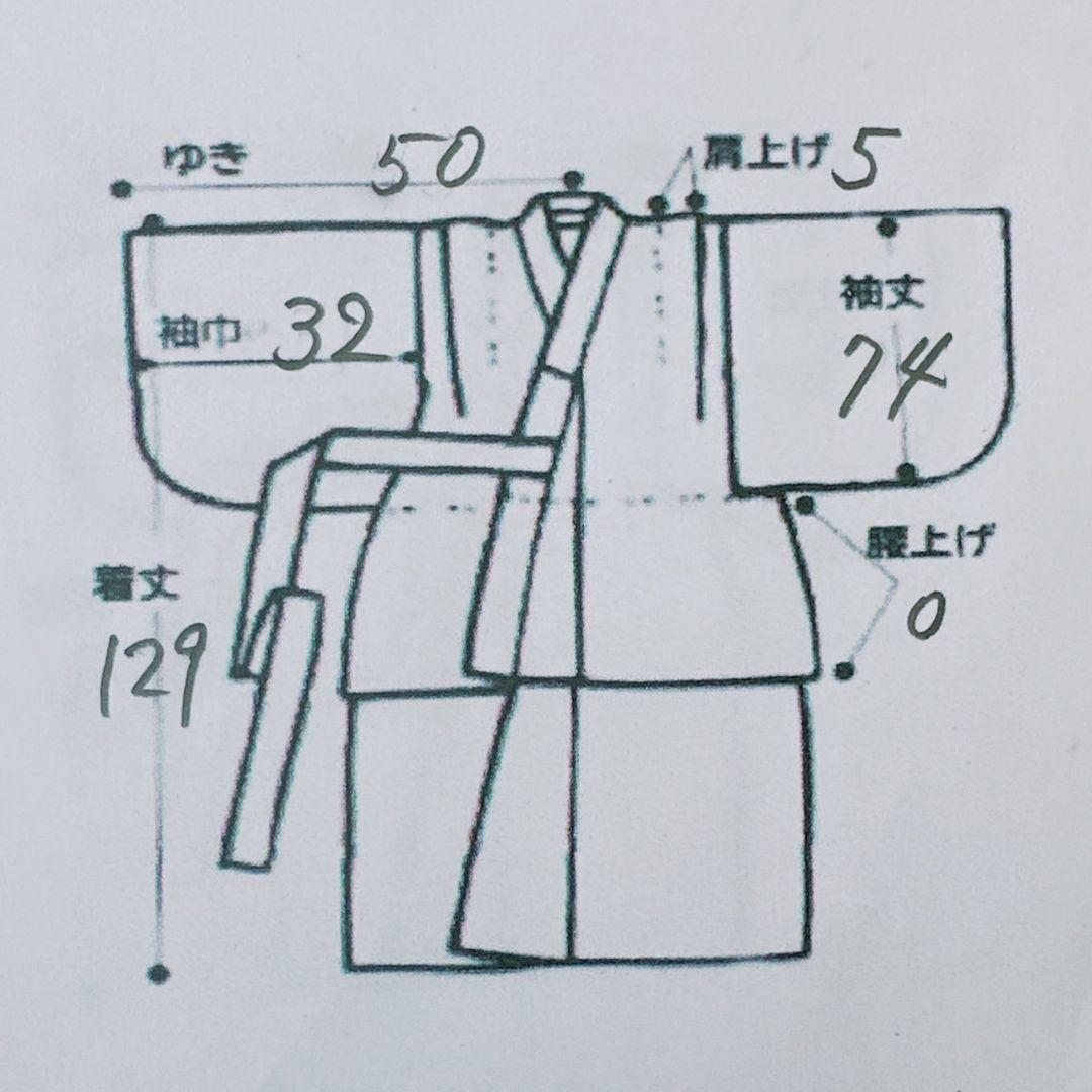 美品　七五三　7歳女の子　着物単品　絹100％　桜　金糸　7072