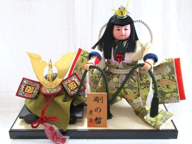 美品/お祝い人形/剛の暫/慶喜/五月人形/わらべ人形/節句/ガラスケース/中古