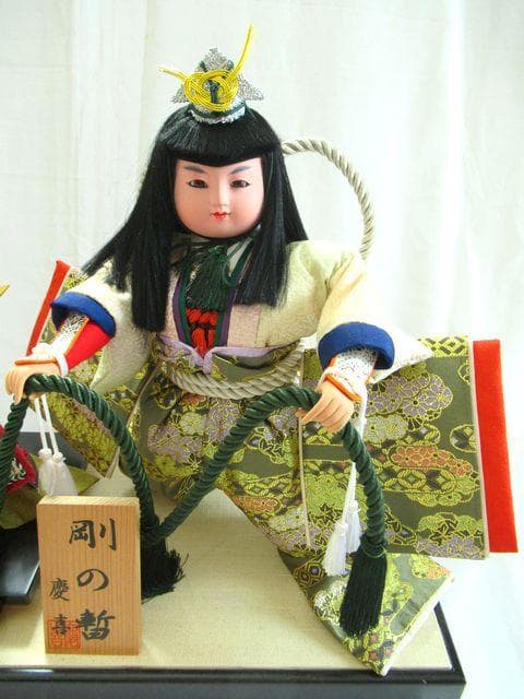 美品/お祝い人形/剛の暫/慶喜/五月人形/わらべ人形/節句/ガラスケース/中古