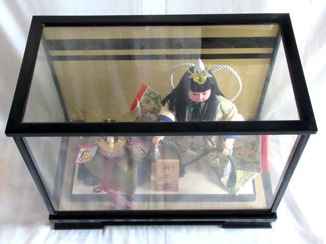 美品/お祝い人形/剛の暫/慶喜/五月人形/わらべ人形/節句/ガラスケース/中古