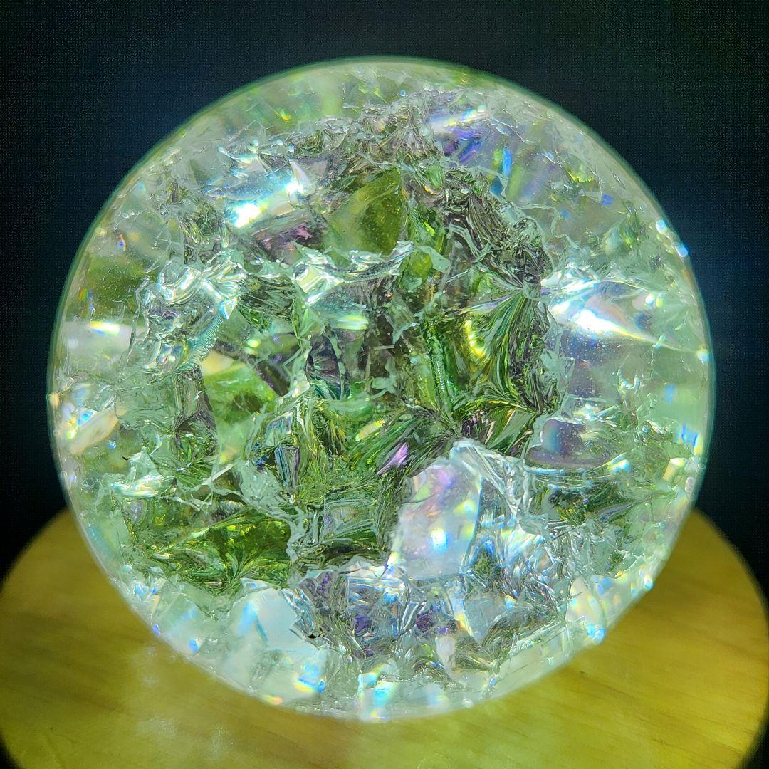 大人気【新品】エンジェルオーラクラック水晶スフィア 約60ミリ弱 usbライト