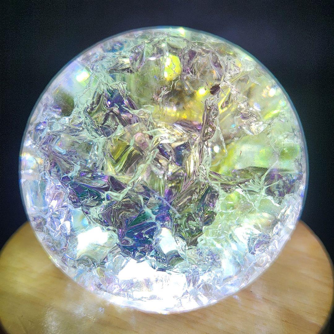 大人気【新品】エンジェルオーラクラック水晶スフィア 約60ミリ弱 usbライト