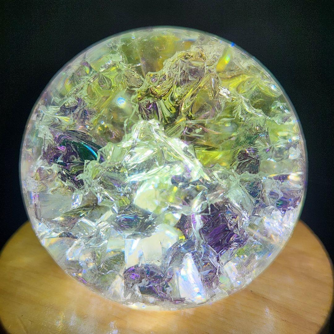 大人気【新品】エンジェルオーラクラック水晶スフィア 約60ミリ弱 usbライト