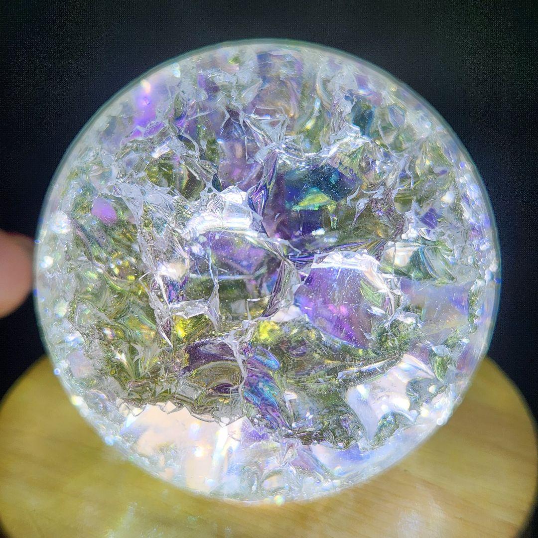 大人気【新品】エンジェルオーラクラック水晶スフィア 約60ミリ弱 usbライト