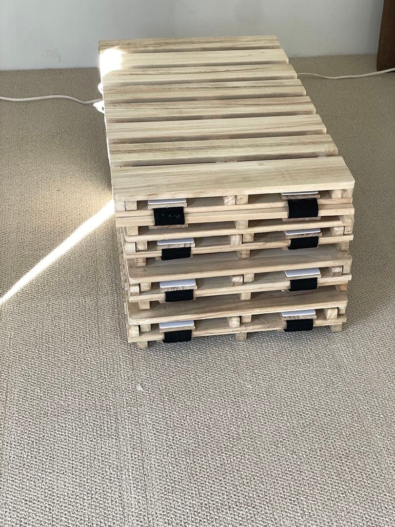 三折桐材すのこベッドクイーン(連結4台)サイズ約200×160cm