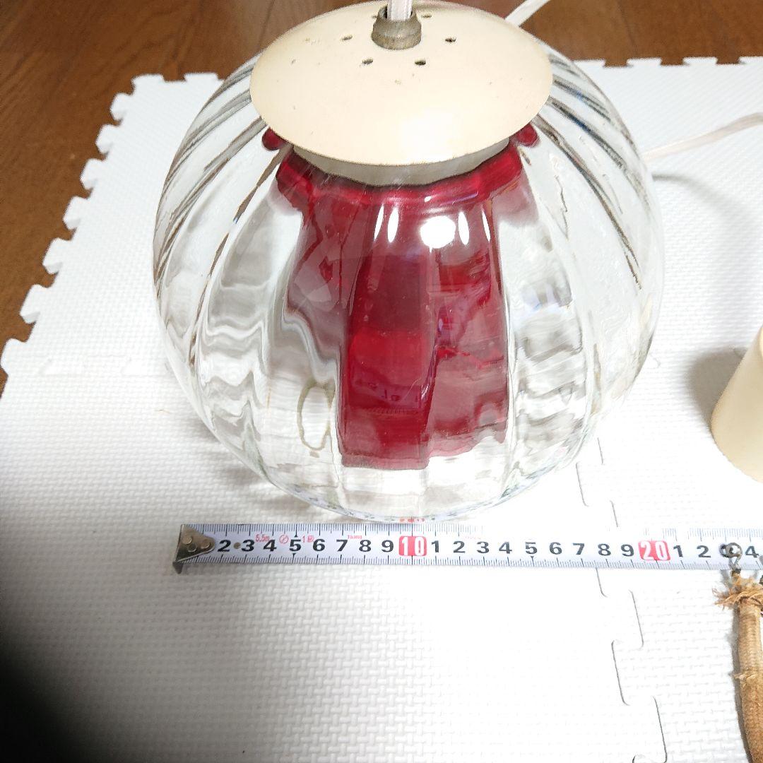 希少昭和当時物 アンティーク ガラスボール ペンダント 二重ガラスレッド