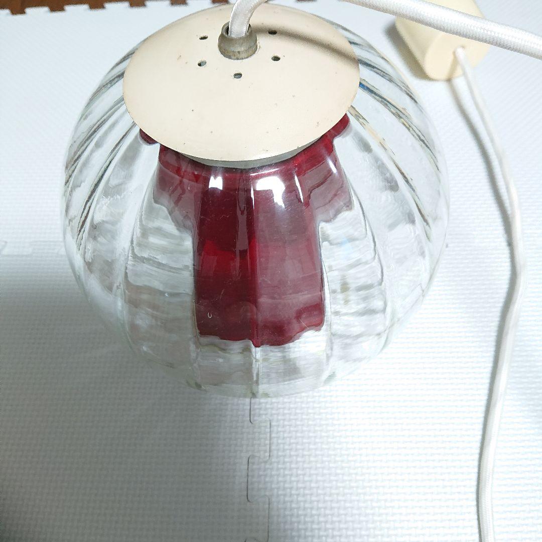 希少昭和当時物 アンティーク ガラスボール ペンダント 二重ガラスレッド