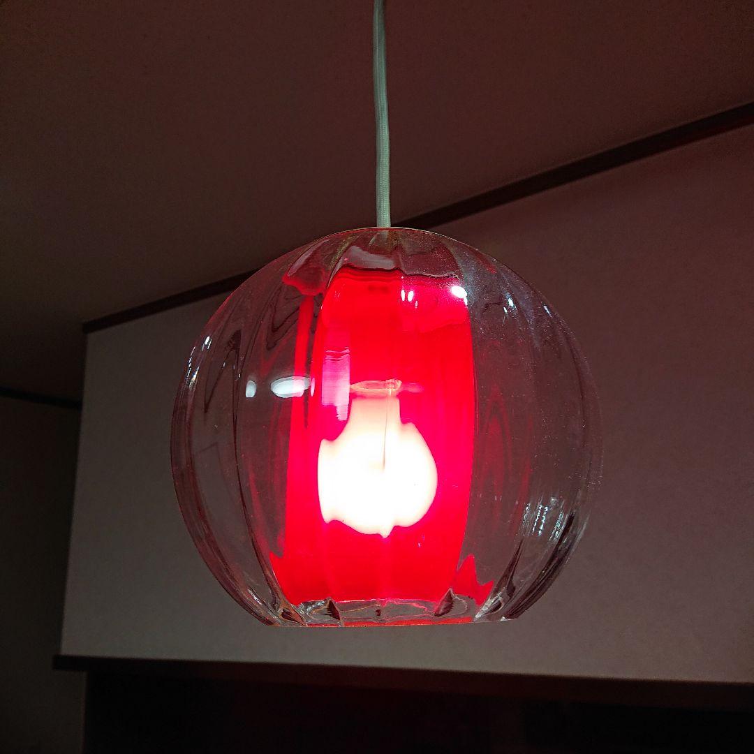 希少昭和当時物 アンティーク ガラスボール ペンダント 二重ガラスレッド