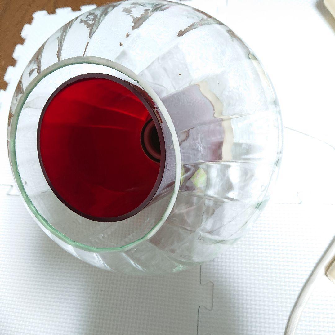 希少昭和当時物 アンティーク ガラスボール ペンダント 二重ガラスレッド