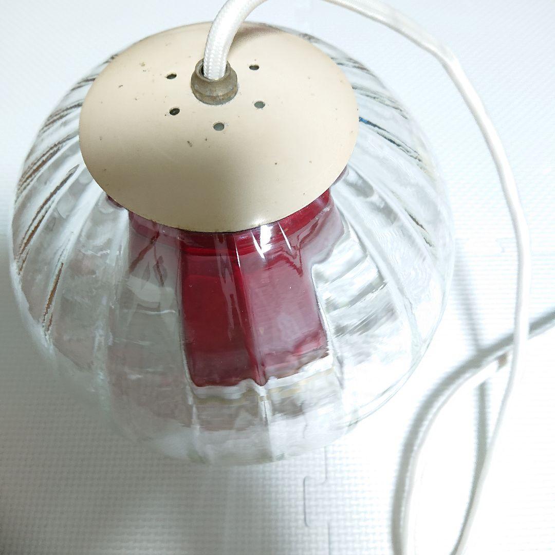 希少昭和当時物 アンティーク ガラスボール ペンダント 二重ガラスレッド