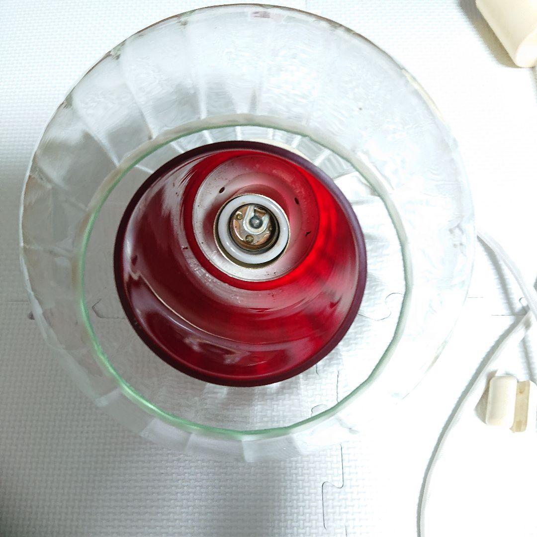 希少昭和当時物 アンティーク ガラスボール ペンダント 二重ガラスレッド