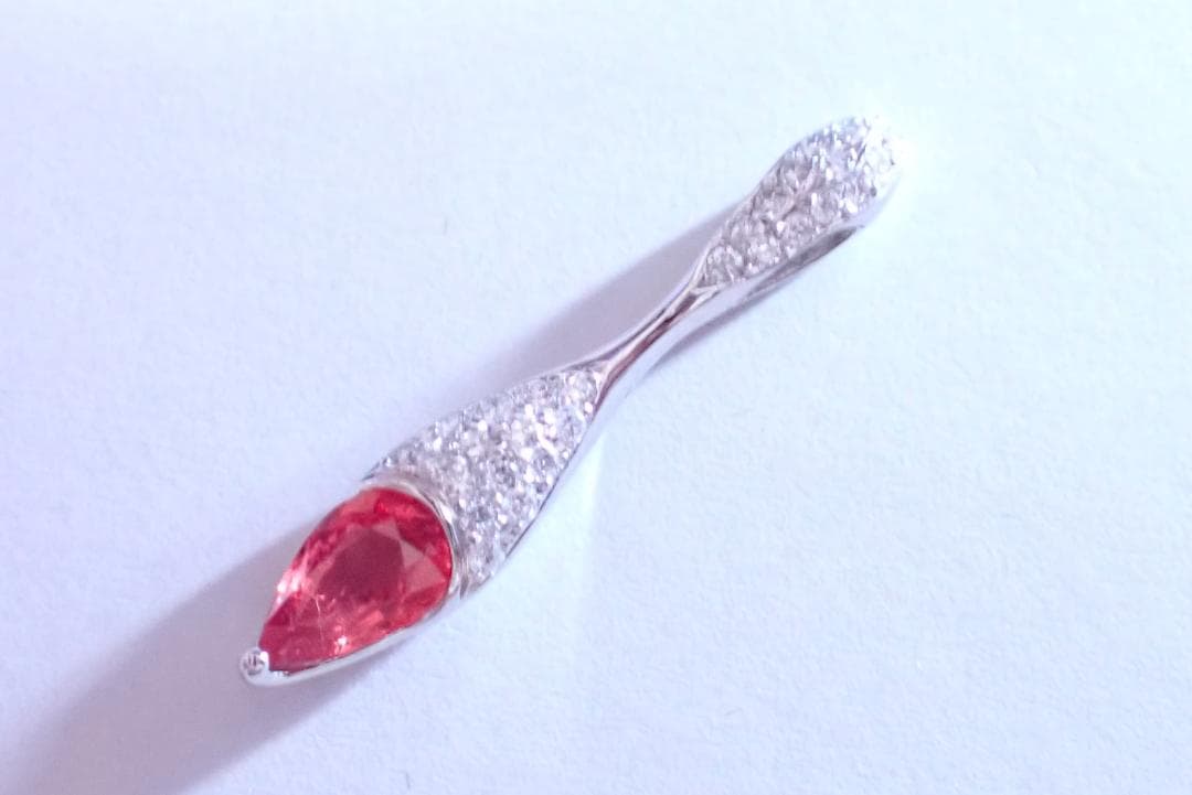 パパラチアサファイア　ペンダントトップ　1.195ct　ダイヤ0.3ct　058