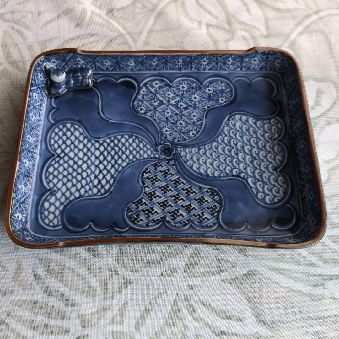 ※最終値！平安利昌/加藤利昌 　造　祥瑞一閑人?　角皿2枚セット★唐子付き