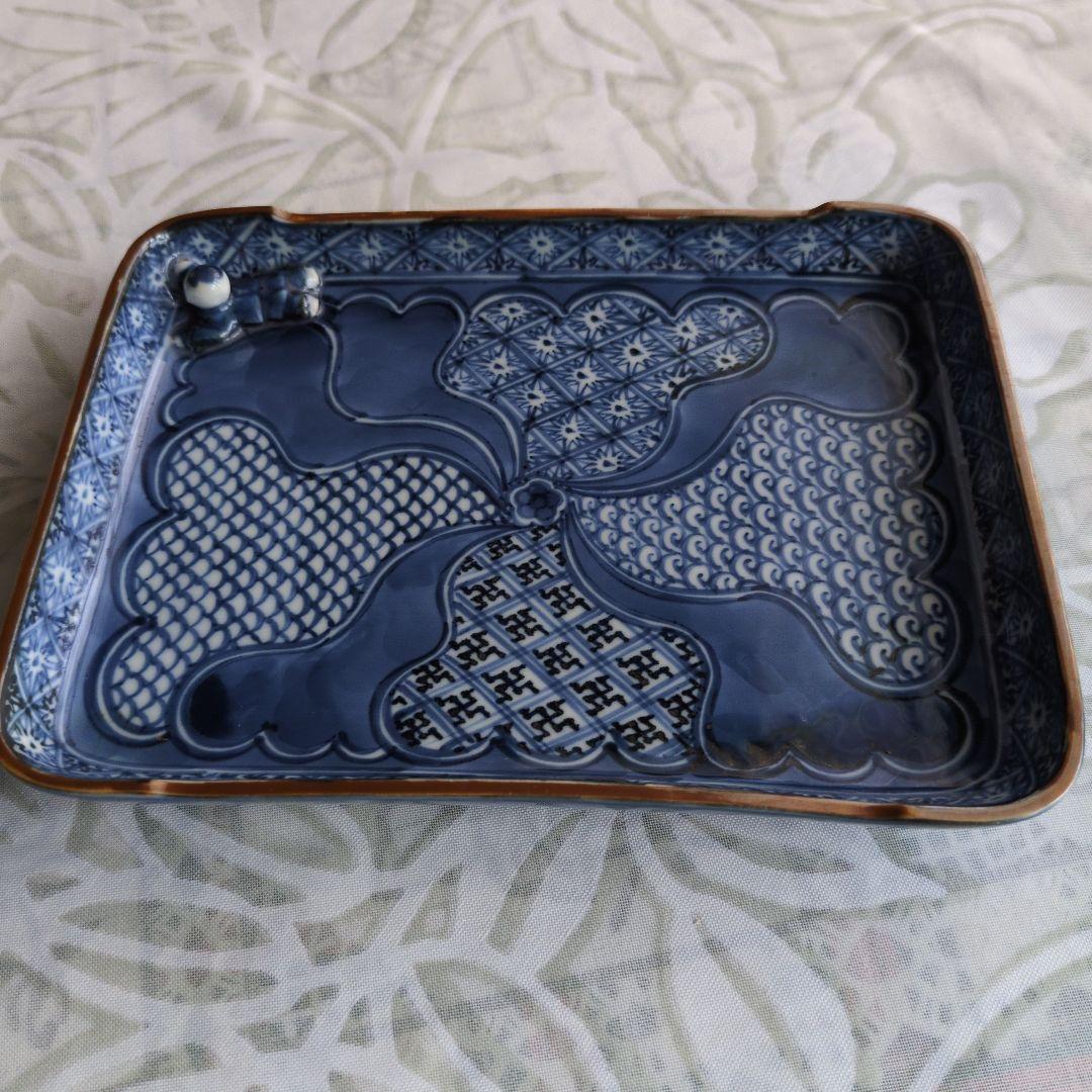 ※最終値！平安利昌/加藤利昌 　造　祥瑞一閑人?　角皿2枚セット★唐子付き