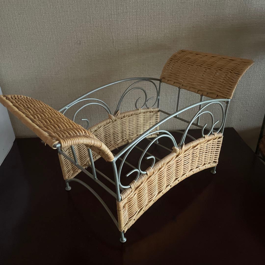 籐製ハンドル付きバスケット