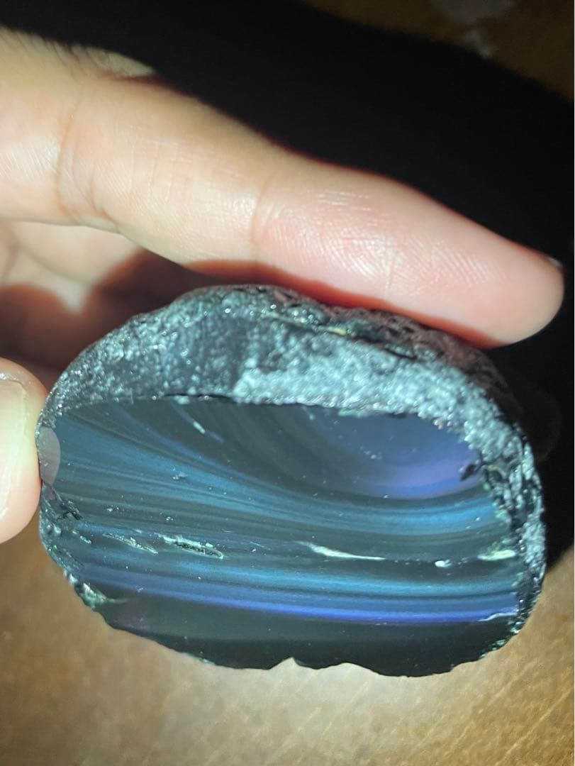 研磨品　十勝石玲瓏　複合色　レインボーオブシディアン