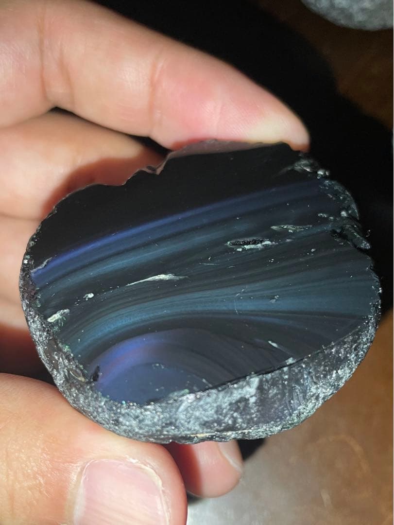 研磨品　十勝石玲瓏　複合色　レインボーオブシディアン