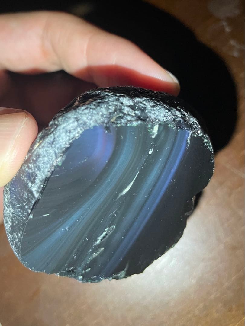 研磨品　十勝石玲瓏　複合色　レインボーオブシディアン