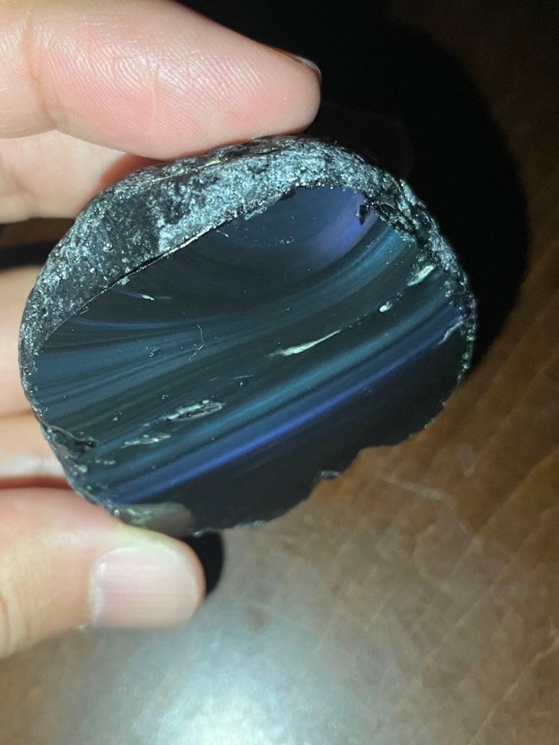 研磨品　十勝石玲瓏　複合色　レインボーオブシディアン