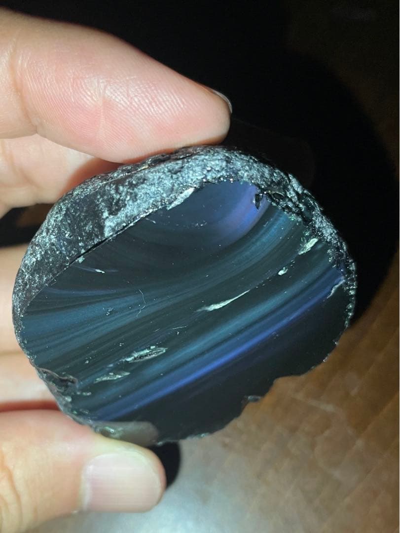 研磨品　十勝石玲瓏　複合色　レインボーオブシディアン