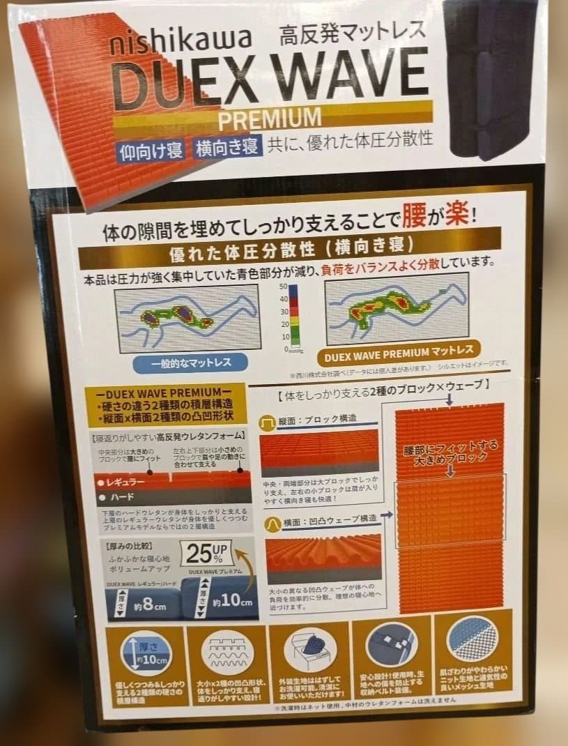 【新品】西川DUEXWAVEプレミアム高反発マットレスシングル