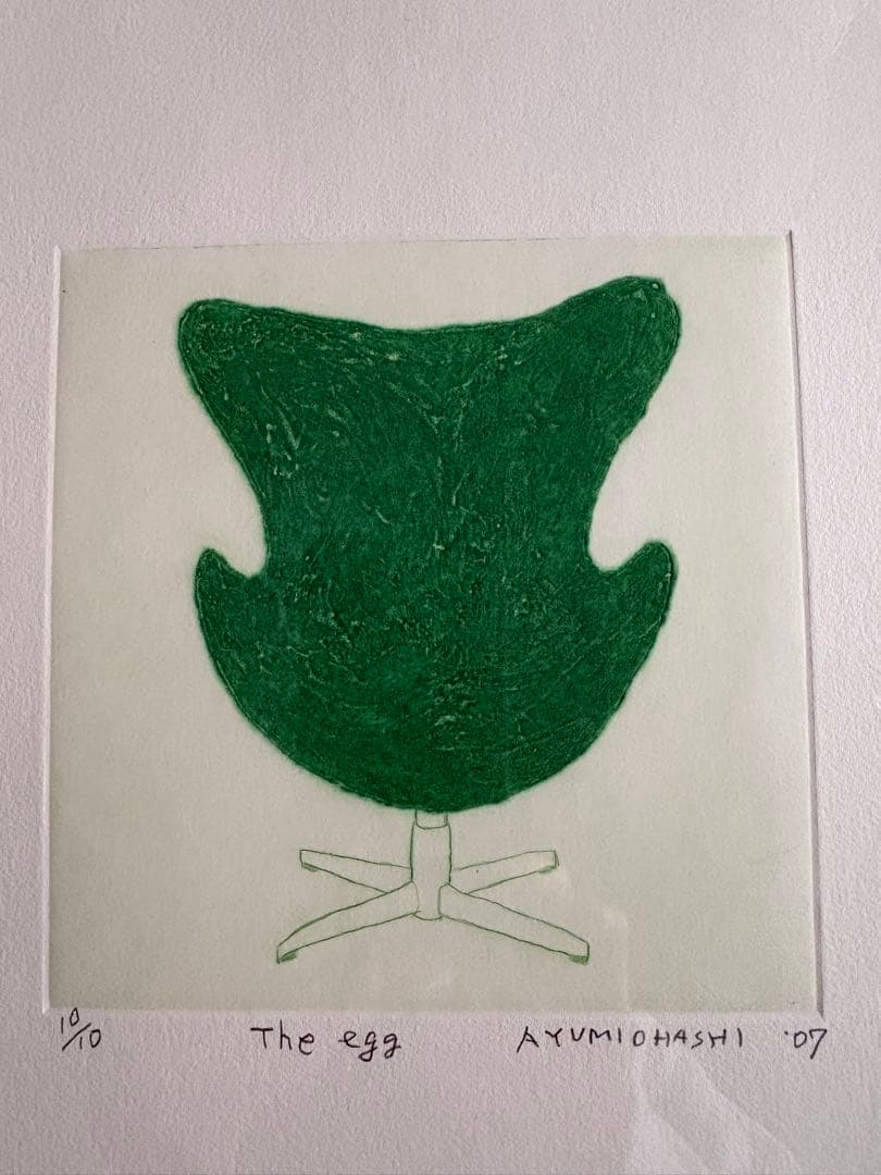 大橋歩　版画　The Egg