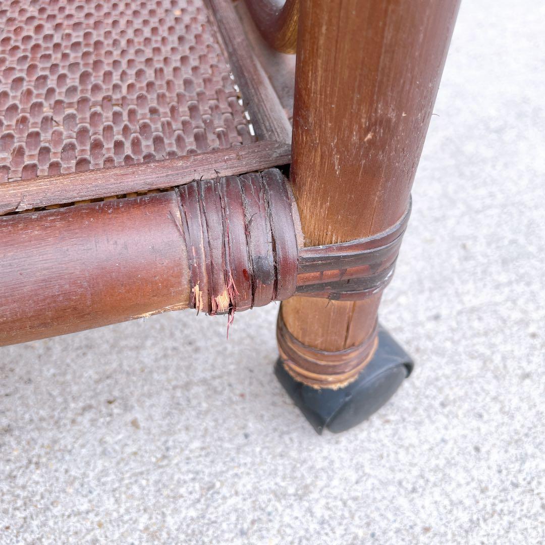 籐 ラタンハンガーラック 籐家具 アンティーク家具 キャスター付 昭和レトロ