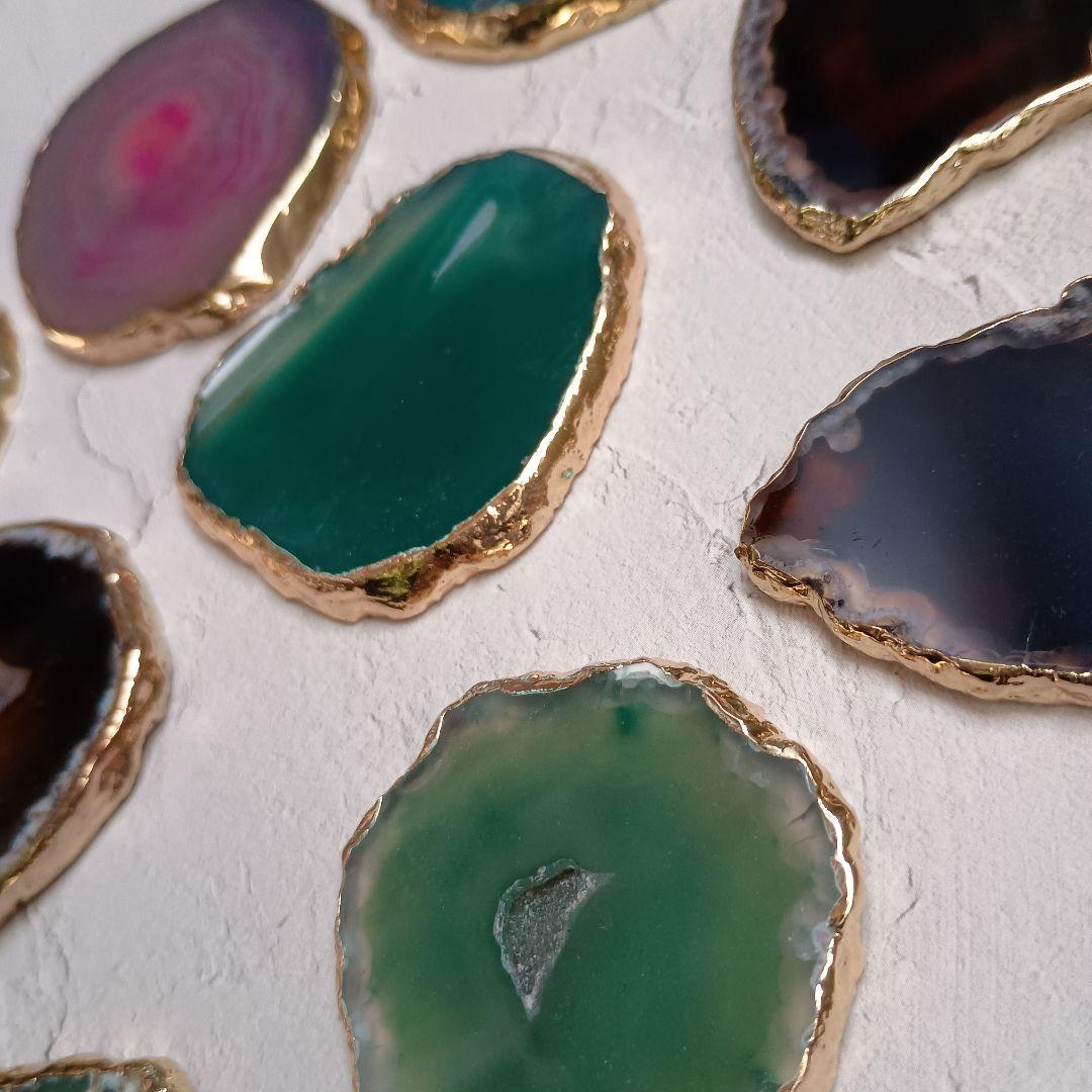 天然石瑪瑙プレート　ブルー　ピンク　ブラウン　セット　アゲート　13枚 おまとめ