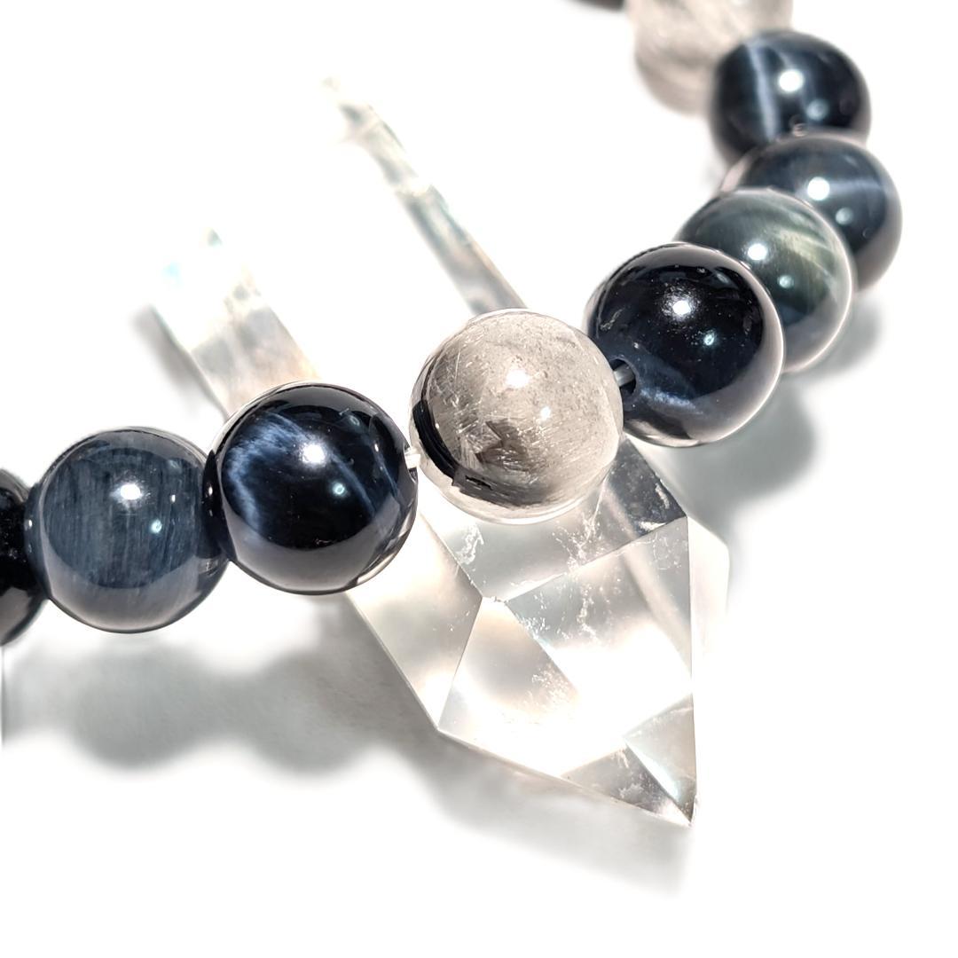 最強仕事運！プラチナルチル × ブルータイガーアイ ブレスレット 8ミリ 数珠