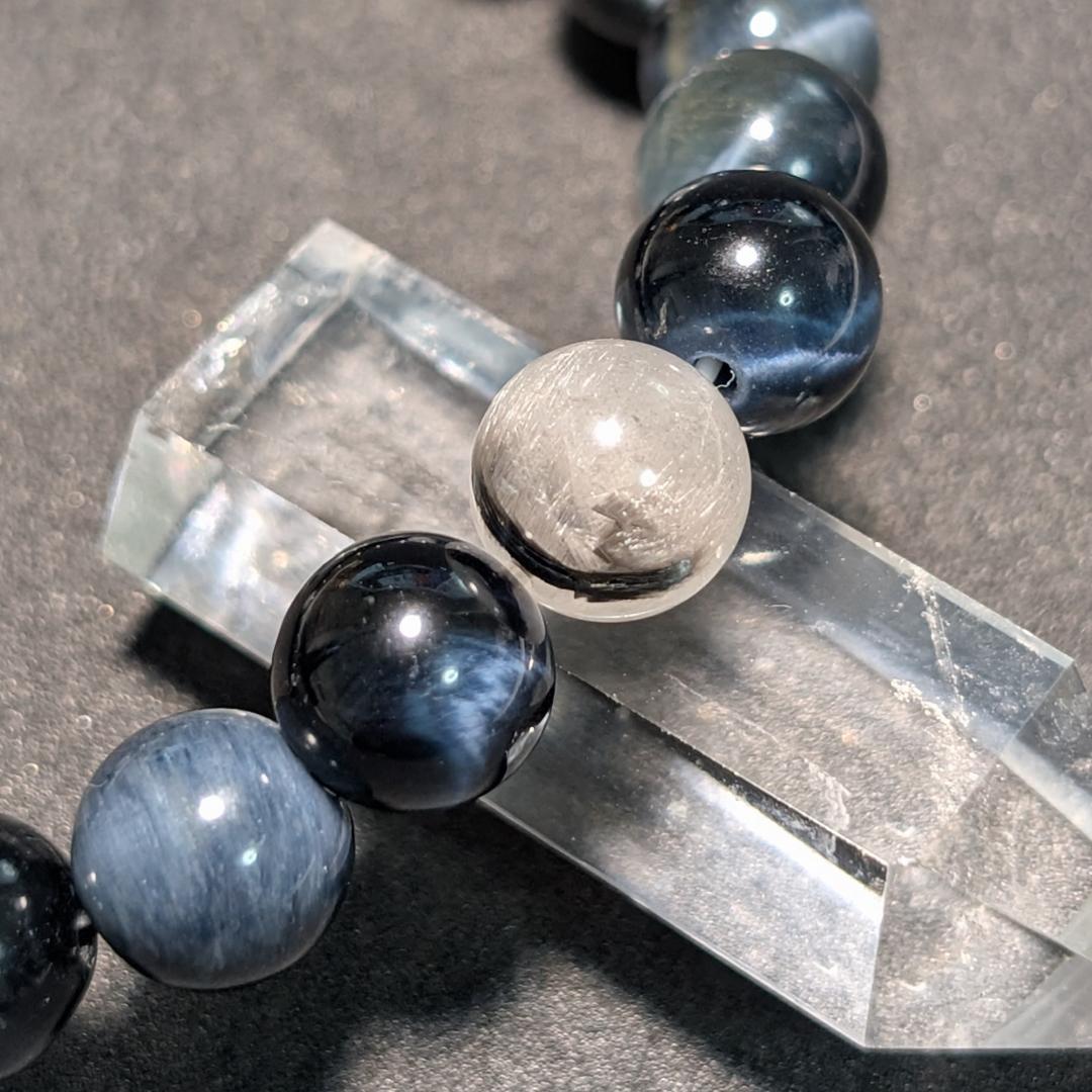 最強仕事運！プラチナルチル × ブルータイガーアイ ブレスレット 8ミリ 数珠