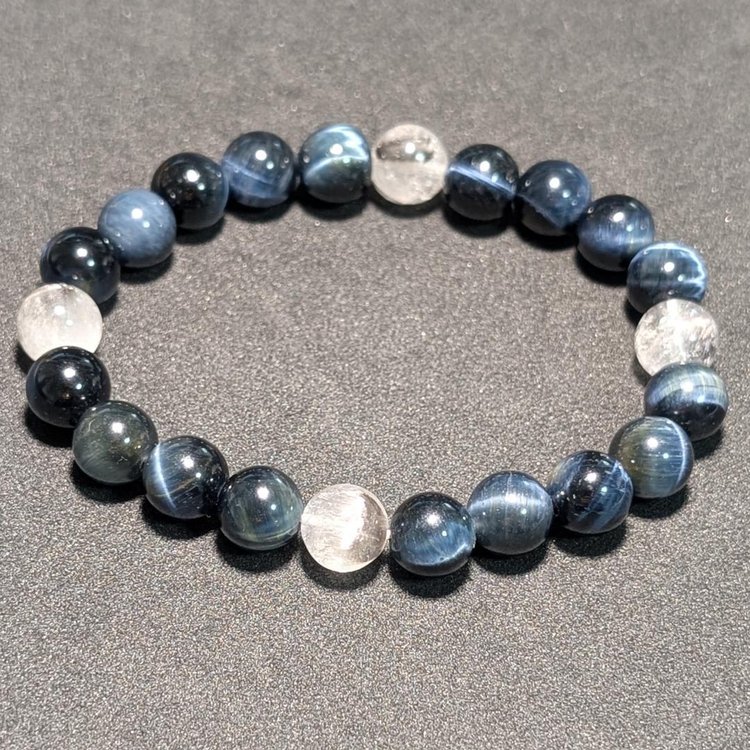 最強仕事運！プラチナルチル × ブルータイガーアイ ブレスレット 8ミリ 数珠