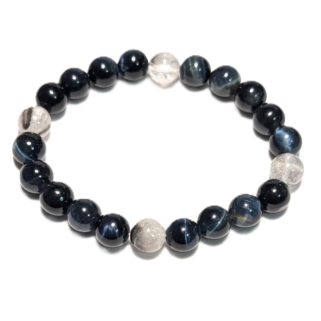 最強仕事運！プラチナルチル × ブルータイガーアイ ブレスレット 8ミリ 数珠