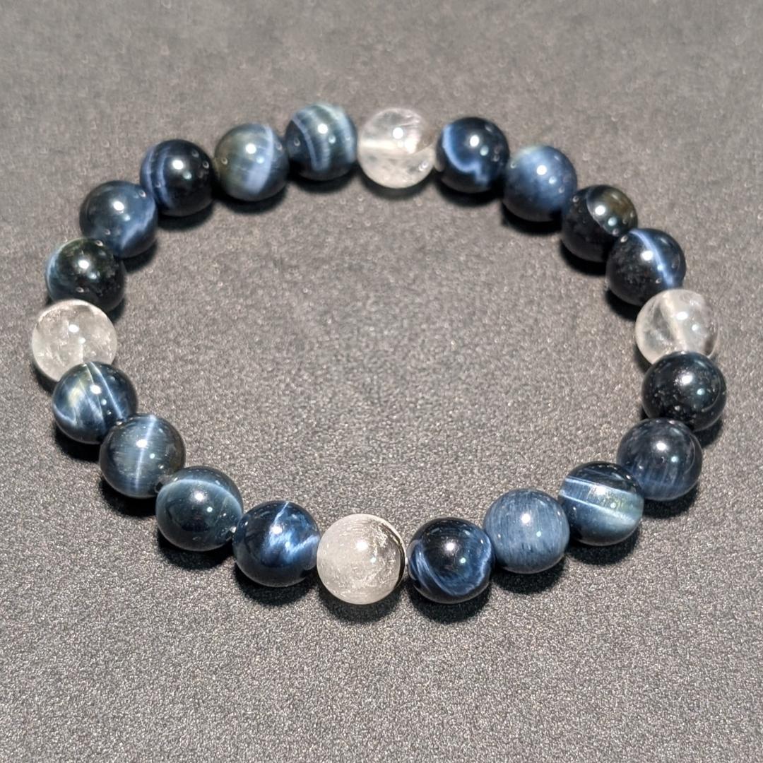 最強仕事運！プラチナルチル × ブルータイガーアイ ブレスレット 8ミリ 数珠