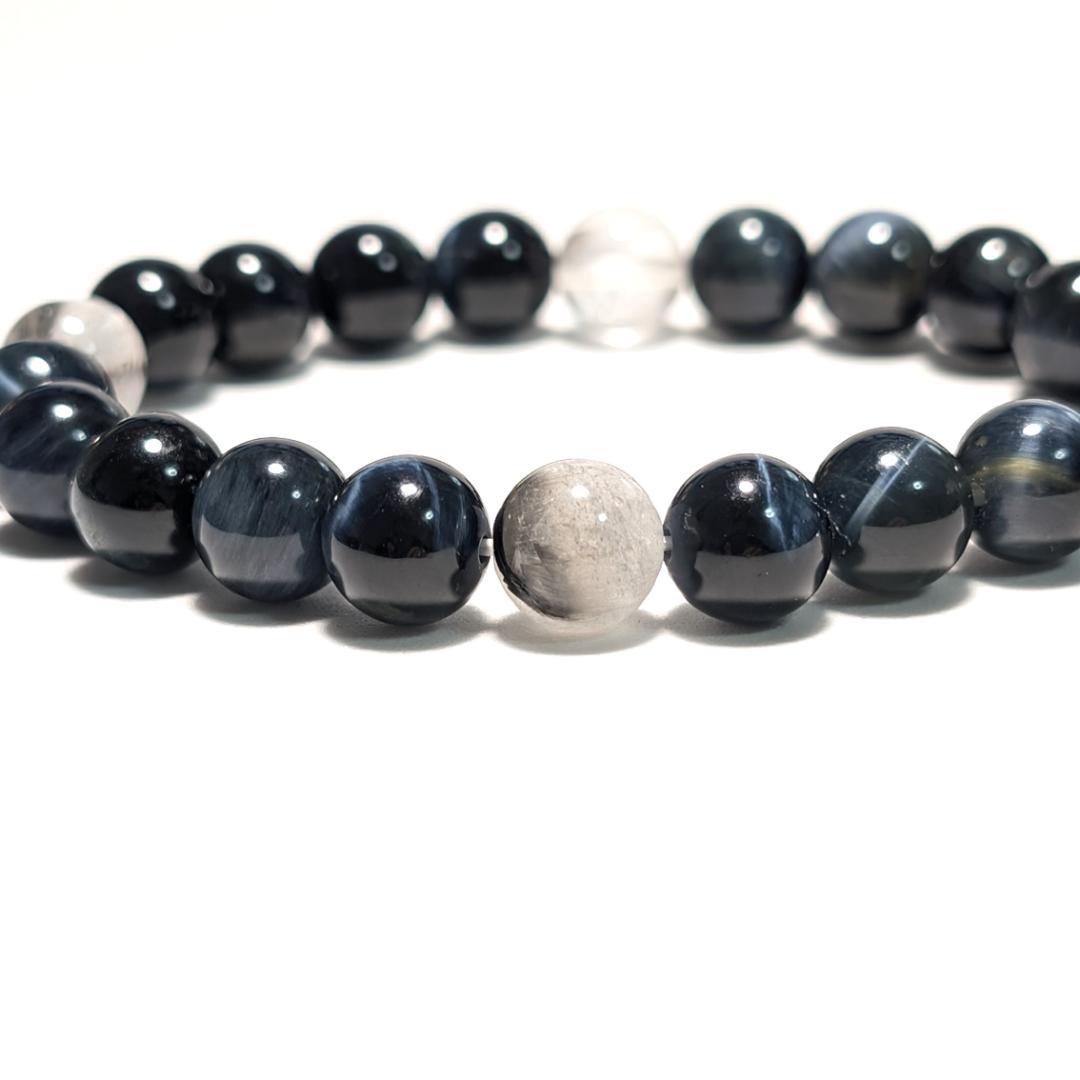 最強仕事運！プラチナルチル × ブルータイガーアイ ブレスレット 8ミリ 数珠